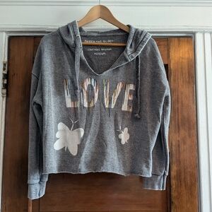 Wren And Glory Vintage Havana LOVE Hoodie, GREY Women's Medium